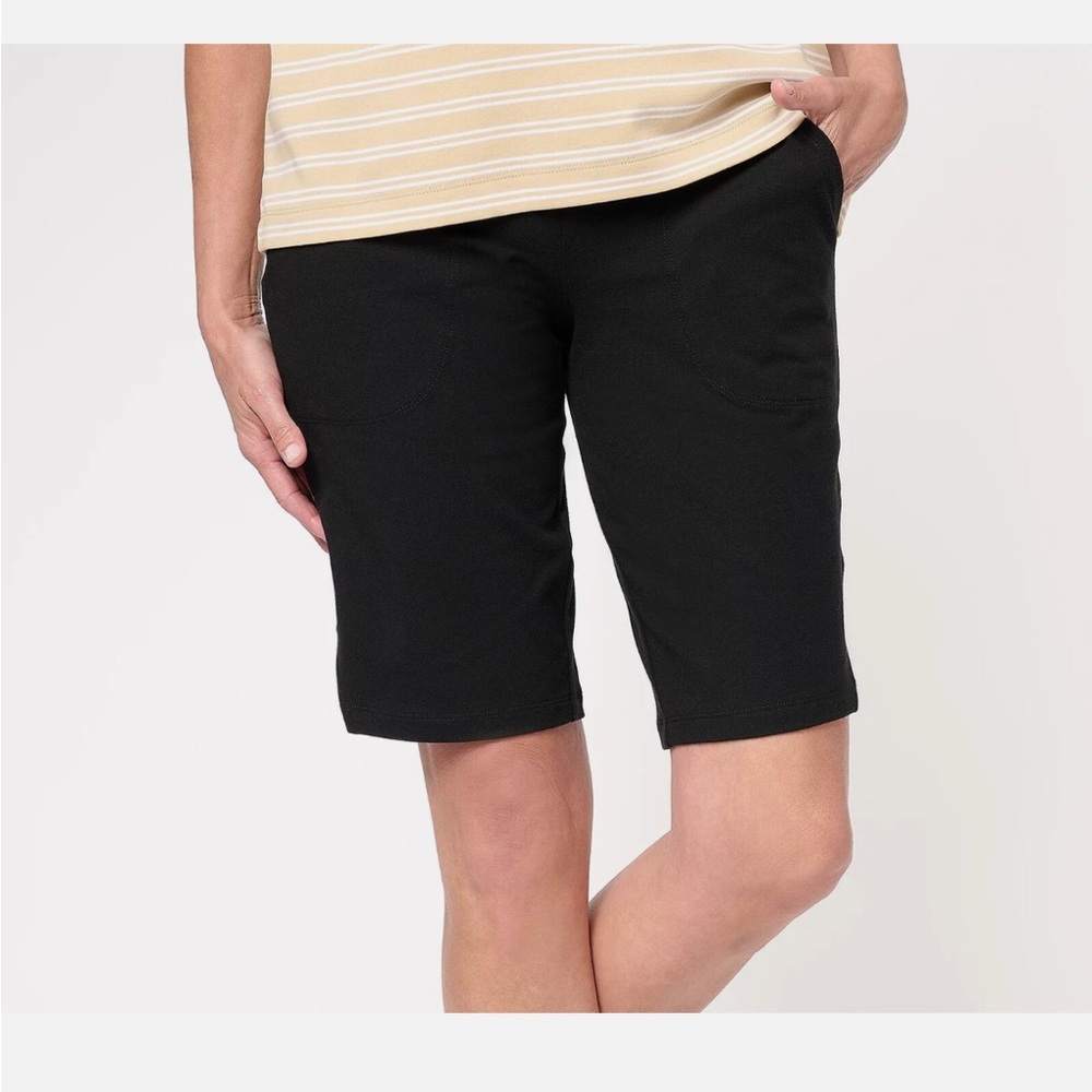 Wicked Women with Control Bermuda Shorts w/ Side Slits-Onyx-Petite XXS-A601907
